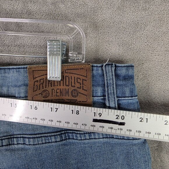 Mens Grindhouse Blue Denim Shorts Distressed Bermuda 12" Inseam Cut Off Size 42 - Picture 6 of 10